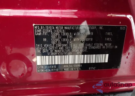 2025 Toyota Rav4 Hybrid Xle Premium z USA, uszkodzony, nr VIN 4T3B6RFV3SU195069